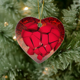 "Yttre Kärlek: Ornate Heart Design." Julgransprydnad Keramik