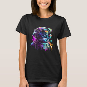 Yttre Rymd Katt Kisse Astronaut Djur Ansikte Galax T Shirt