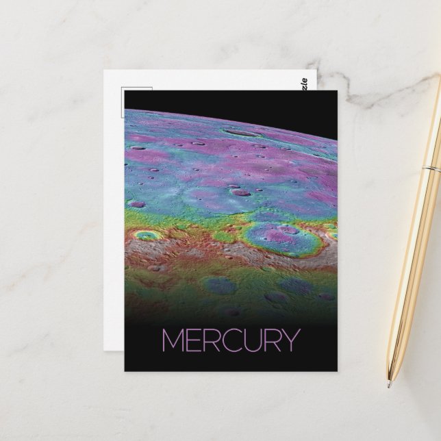 Yttre rymden, galax, solsystemet, planeten Merkuri Vykort (Fram/Back In Situ)