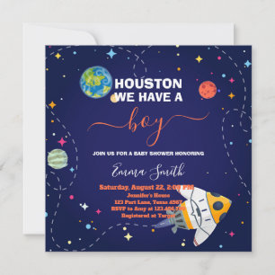 Yttre rymden Houston Vi Har En Pojke Baby Shower Inbjudningar