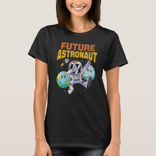 Yttre rymden Science Rocket Galaxy Dabbing Framtid T Shirt (Framsida)
