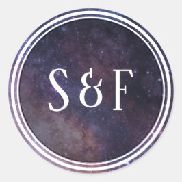 Yttre Rymden Universum Galax Monogram Kuvert Sigil Runt Klistermärke