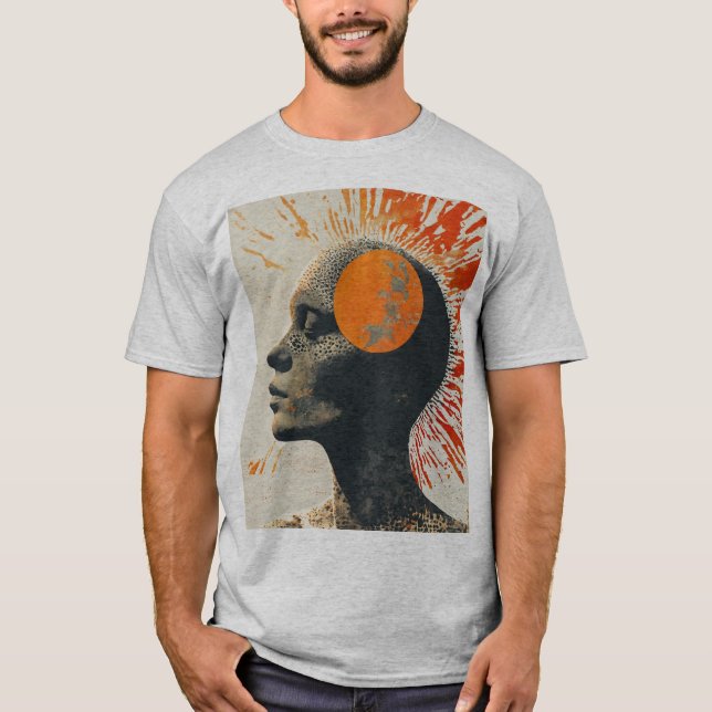 "Yttre Sol: Memento Mori Halftone Collage T-Shir T Shirt (Framsida)