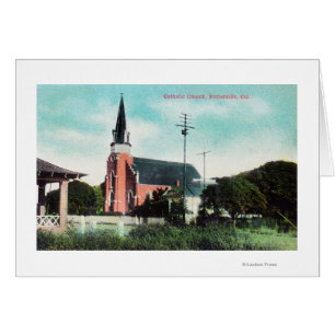 Yttre syn på en katolsk kyrka hälsningskort