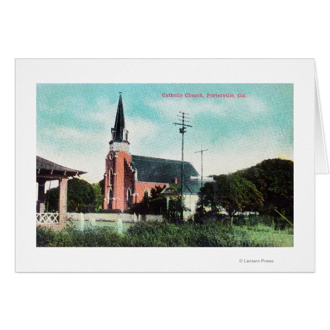 Yttre syn på en katolsk kyrka hälsningskort (Framsidan Horizontal)