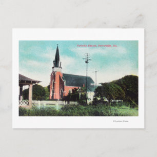 Yttre syn på en katolsk kyrka vykort