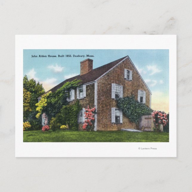 Yttre syn på John Alden House Vykort (Framsida)