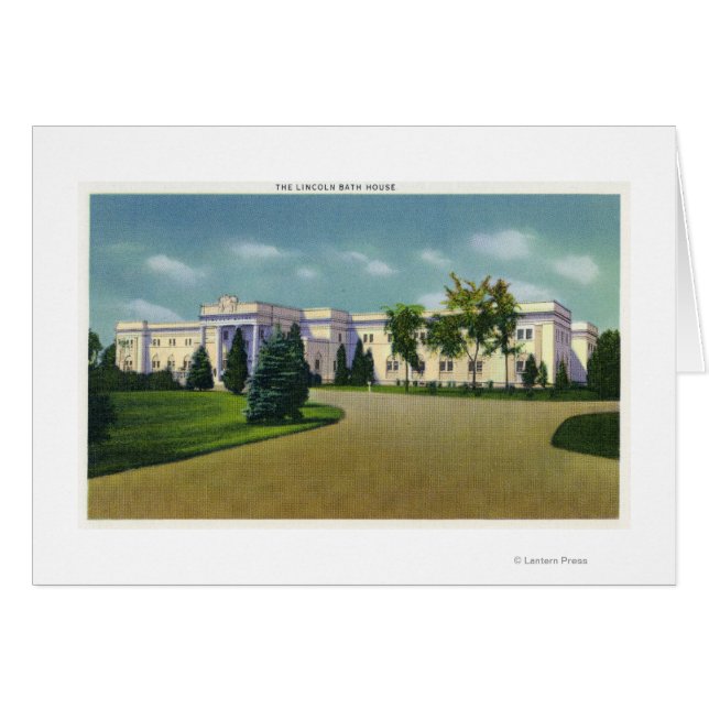 Yttre syn på Lincoln Bath House Hälsningskort (Framsidan Horizontal)