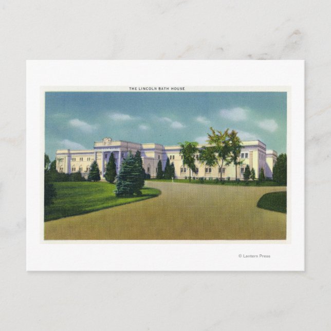 Yttre syn på Lincoln Bath House Vykort (Framsida)