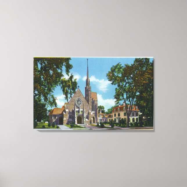 Yttre syn på St. Marys kyrka och kyrkoherde Canvastryck (Framsida)