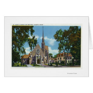 Yttre syn på St. Marys kyrka och kyrkoherde Hälsningskort