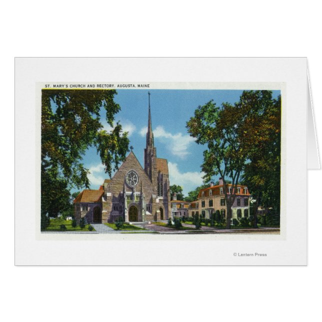 Yttre syn på St. Marys kyrka och kyrkoherde Hälsningskort (Framsidan Horizontal)