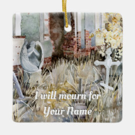 Yttre tystnad på kyrkogården julgransprydnad keramik