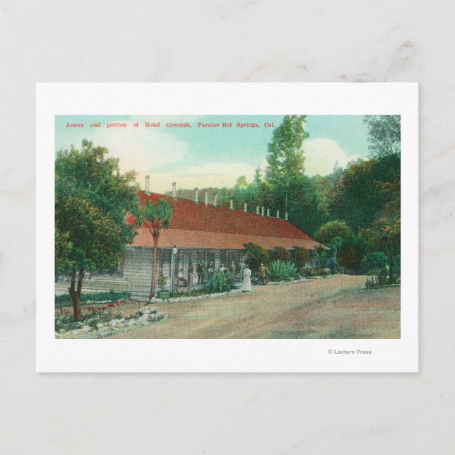 Yttre vy över bilagan och hotellgrunderna vykort (Framsida)