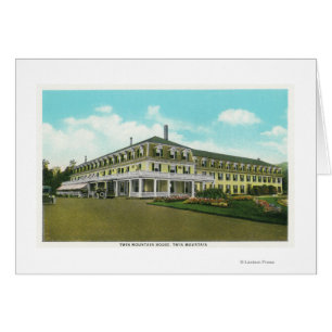 Yttre vy över det dubbla centerhuset hälsningskort