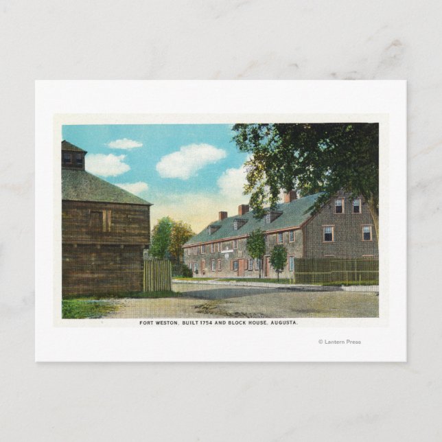 Yttre vy över Fort Weston och Block House Vykort (Framsida)