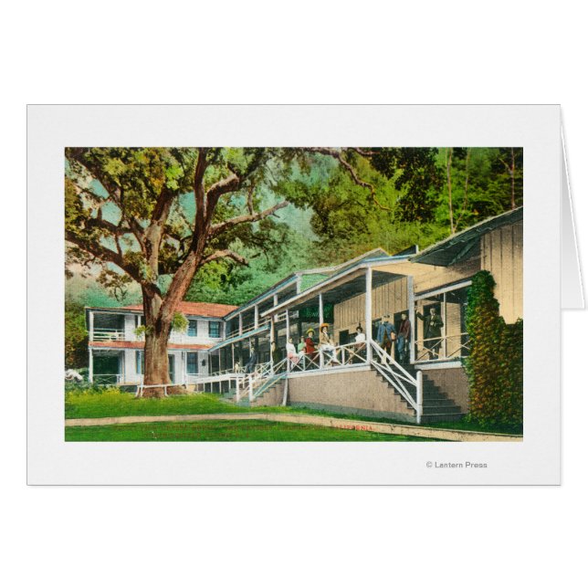 Yttre vy över Geysers Hotel, Guests Posin Hälsningskort (Framsidan Horizontal)