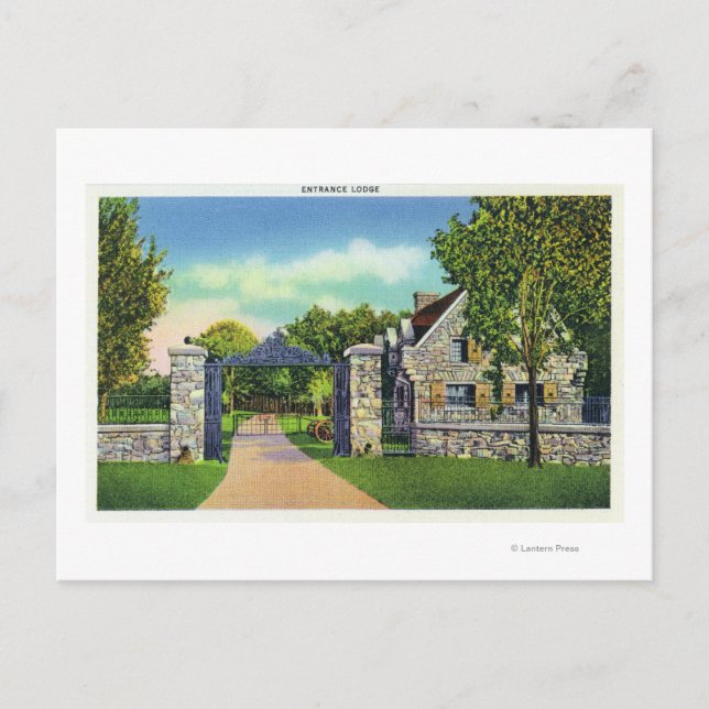 Yttre vy över ingångslodge vykort (Framsida)