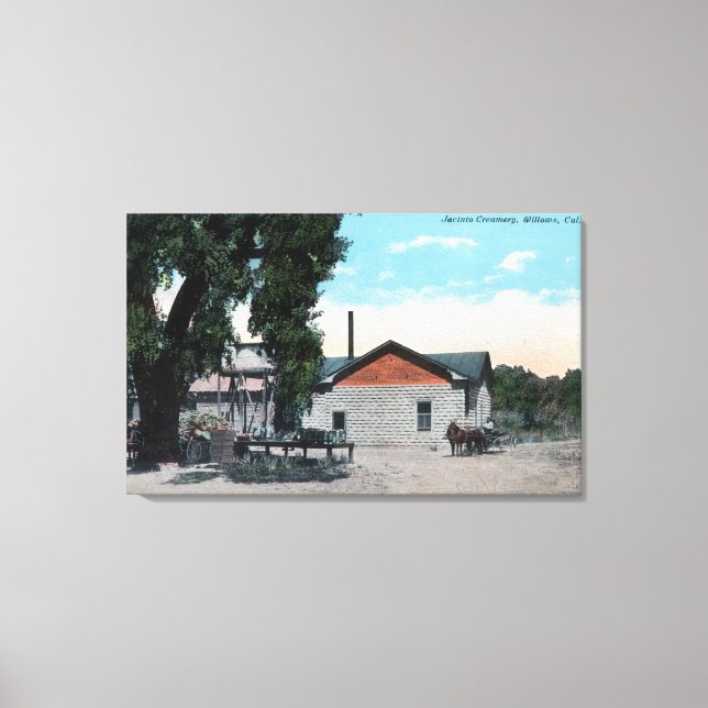 Yttre vy över Jacinto CreameryWillows, CA Canvastryck (Framsida)