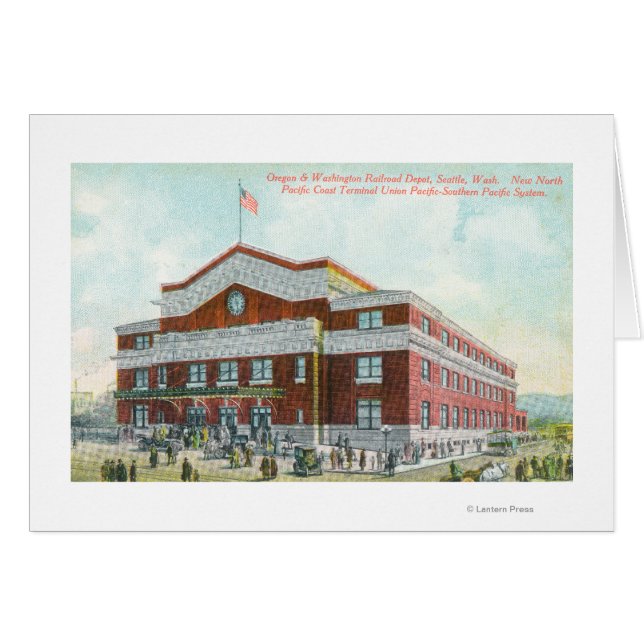 Yttre vy över järnvägsstationen OR-WA Hälsningskort (Framsidan Horizontal)