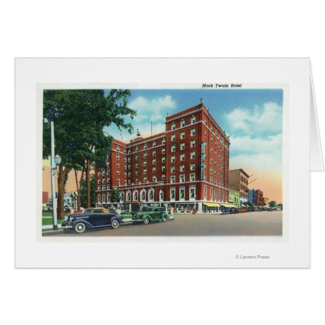 Yttre vy över Mark Twain Hotel Hälsningskort (Framsidan Horizontal)