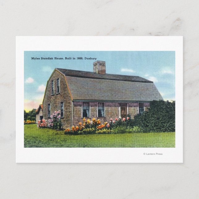 Yttre vy över Myles Standish House Vykort (Framsida)