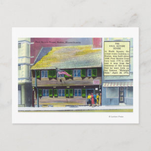 Yttre vy över Paul Revere House Vykort