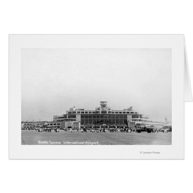 Yttre vy över Seattle-Tacoma Ints flygplats Hälsningskort (Framsidan Horizontal)