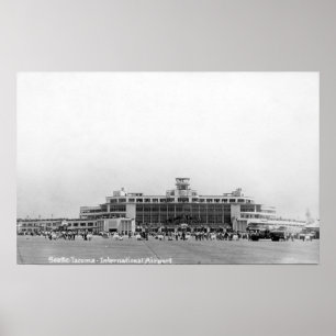 Yttre vy över Seattle-Tacoma Ints flygplats Poster