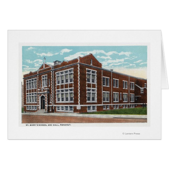 Yttre vy över St. Marys skola och Hall Hälsningskort (Framsidan Horizontal)