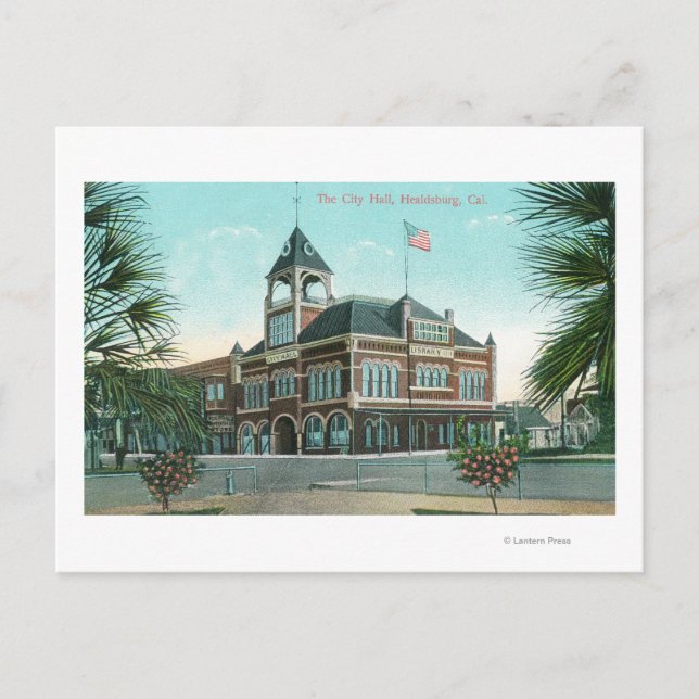Yttre vy över staden HallHealdsburg, CA Vykort (Framsida)