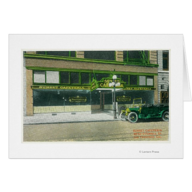 Yttre vy över Sunset Cafeteria Hälsningskort (Framsidan Horizontal)