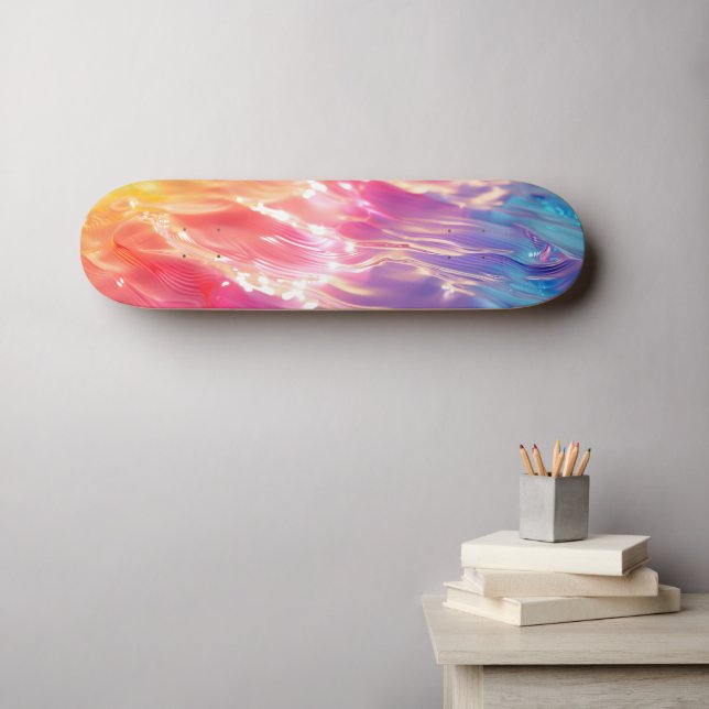 Ytvatten Regnbågsljus Mini Skateboard Bräda 18,5 Cm (Väggkonst (Horz))
