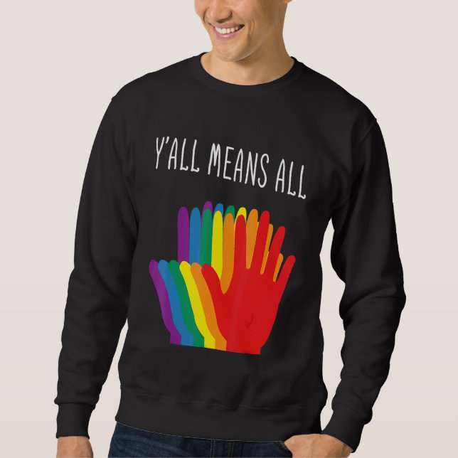 Yu2019all Elak All Rainbow Hearts Flagga LGbt för  Lång Ärmad Tröja (Framsida)