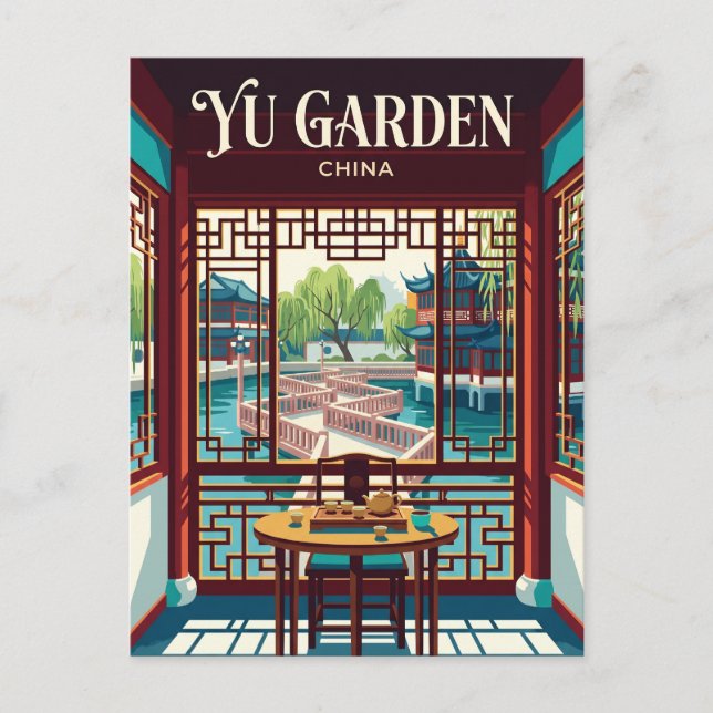 Yu Garden Huxinting Tehus Interiör Kina Vykort (Framsida)