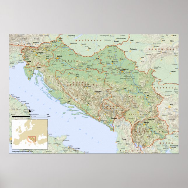 YU mapa hrvatski Poster (Framsidan)