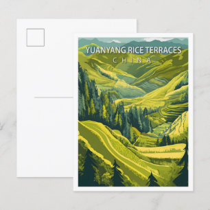 Yuanyang Ris Terraces China Travel Vykort