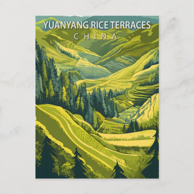 Yuanyang rissterrasser Kina Vintage Resa Vykort (Framsida)