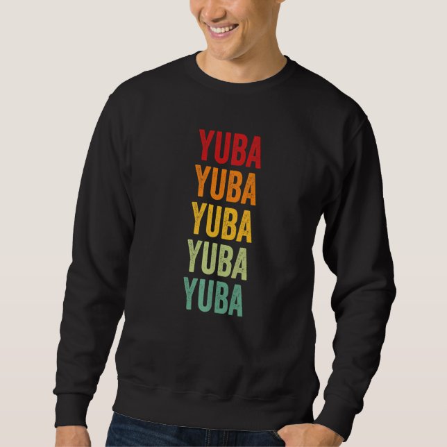 Yuba County Kalifornien Regnbåge Text Lång Ärmad Tröja (Framsida)