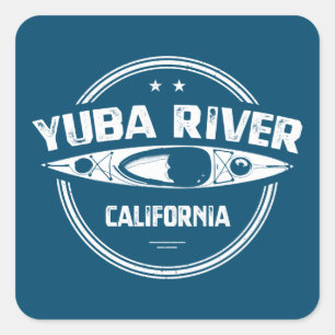 Yuba River California Kayaking Fyrkantigt Klistermärke