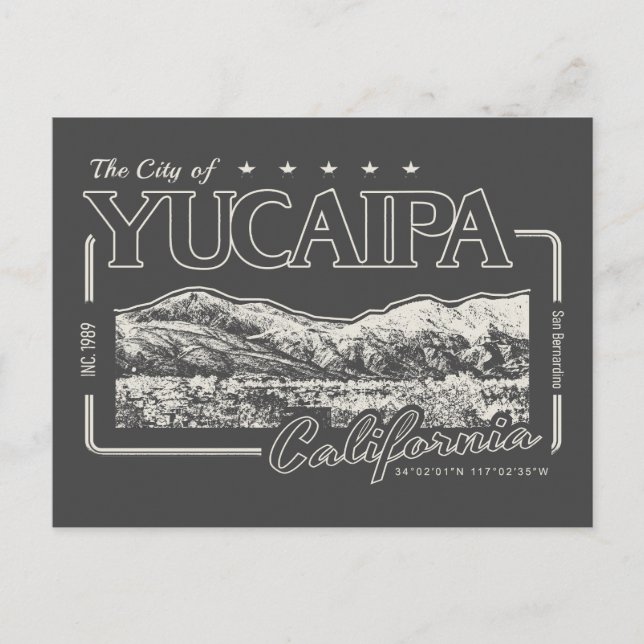 YUCAIPA - SAN BERNARDINO CALIFORNIA VYKORT (Framsida)