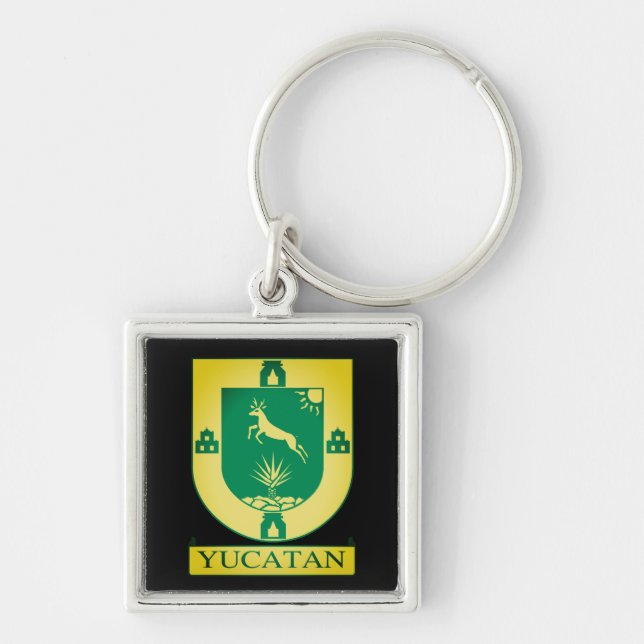 Yucatán Jackar om Arm - Mexico Keychain Fyrkantig Silverfärgad Nyckelring (Framsidan)