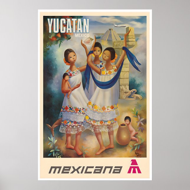 Yucatan konst Mexiko Resa Poster Mexikansk Tryck (Framsidan)