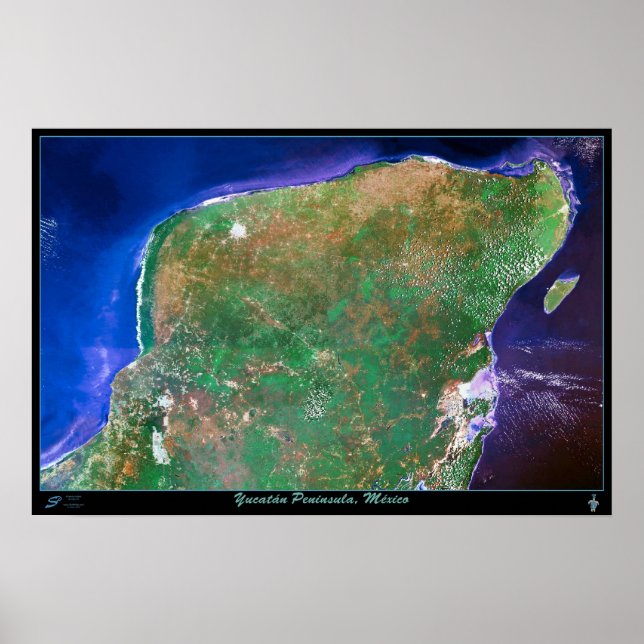 Yucatan Peninsula, Mexiko poster satellit (Framsidan)