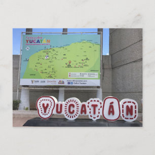 Yucatan Sign och Karta, mexikanska vykort