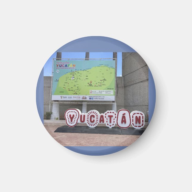Yucatan Sign och Karta, Mexiko Magnet (Framsidan)