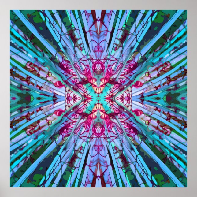 Yucca Op Art i Turkos Poster (Framsidan)