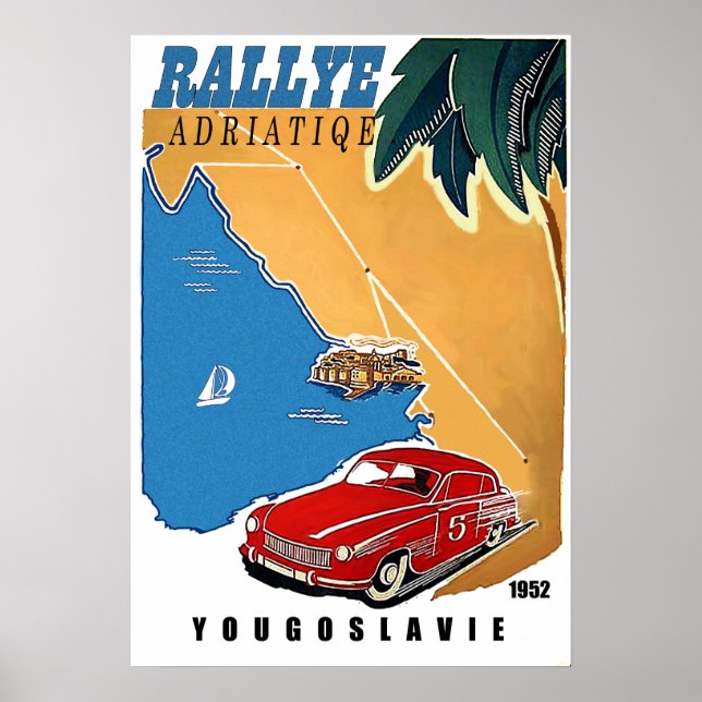 Yugoslavia, Adriatic rally, classic car, vintage Poster (Framsidan)