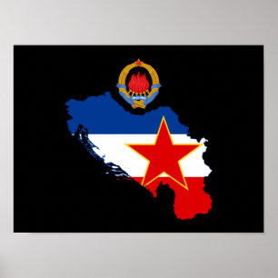 Yugoslavia Emblem - Map Poster