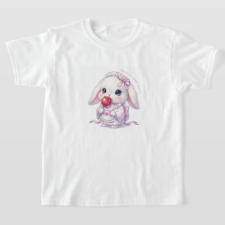 Yukata Bunny with Apple Candy - Pink Pastel Ribbon T Shirt